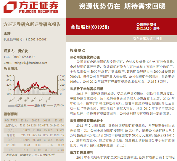 金鉬股份-601958-資源優(yōu)勢(shì)仍在,期待需求回暖